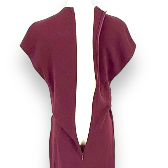 Reiss Burgundy Wrap Midi Dress Size 4 Classic Professional Designer - Picture 2 of 8
